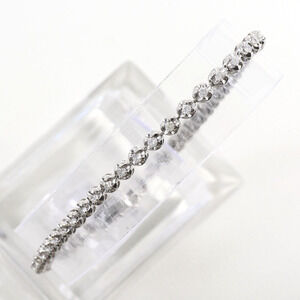 VINTAGE 14k Silver Diamond Charm Bracelet
